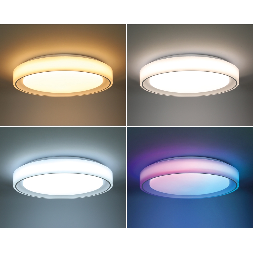LED RGB Stmívatelné stropní svítidlo FLOCO LED/30W/230V 3000-6500K + RGB/6W pr. 40cm + dálkové ovládání