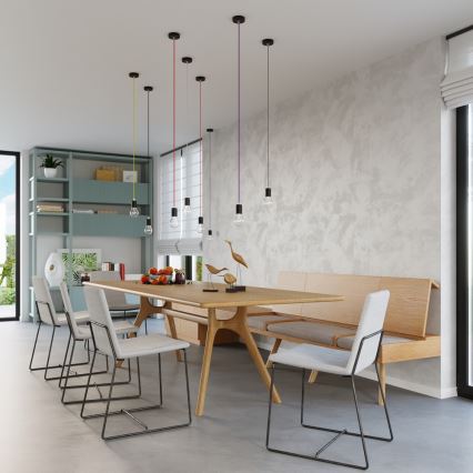 Lustr na Lanku EDISON 1xE27/60W/230V oranžová