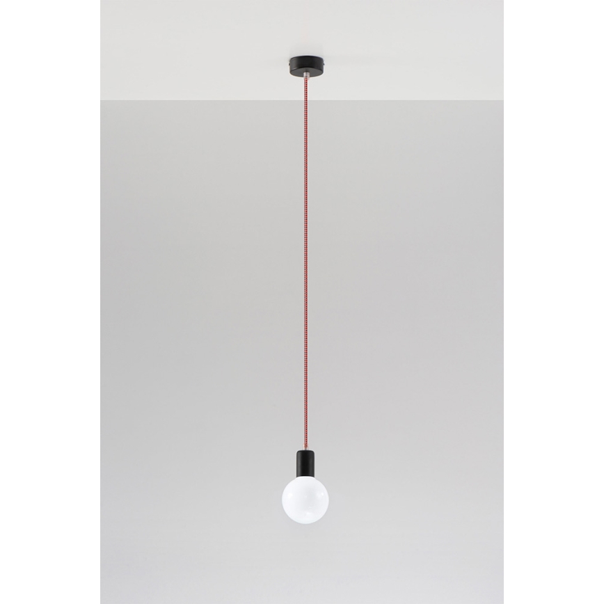 Lustr na Lanku EDISON 1xE27/60W/230V černá, červená