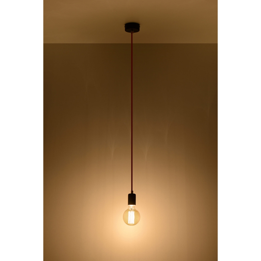 Lustr na Lanku EDISON 1xE27/60W/230V černá, červená