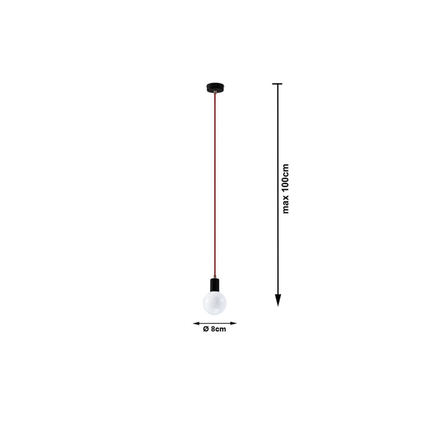 Lustr na Lanku EDISON 1xE27/60W/230V černá, červená