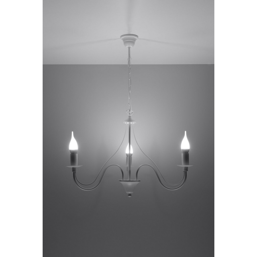 Lustr na řetězu MINERWA 3 3xE14/40W/230V bílá