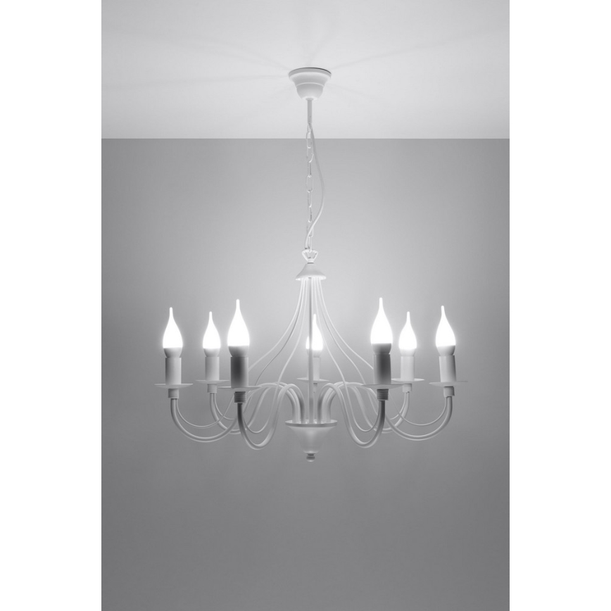 Lustr na řetězu MINERWA 7 7xE14/40W/230V bílá