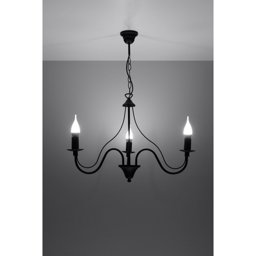 Lustr na řetězu MINERWA 3 3xE14/40W/230V černá