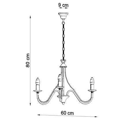 Lustr na řetězu MINERWA 3 3xE14/40W/230V černá