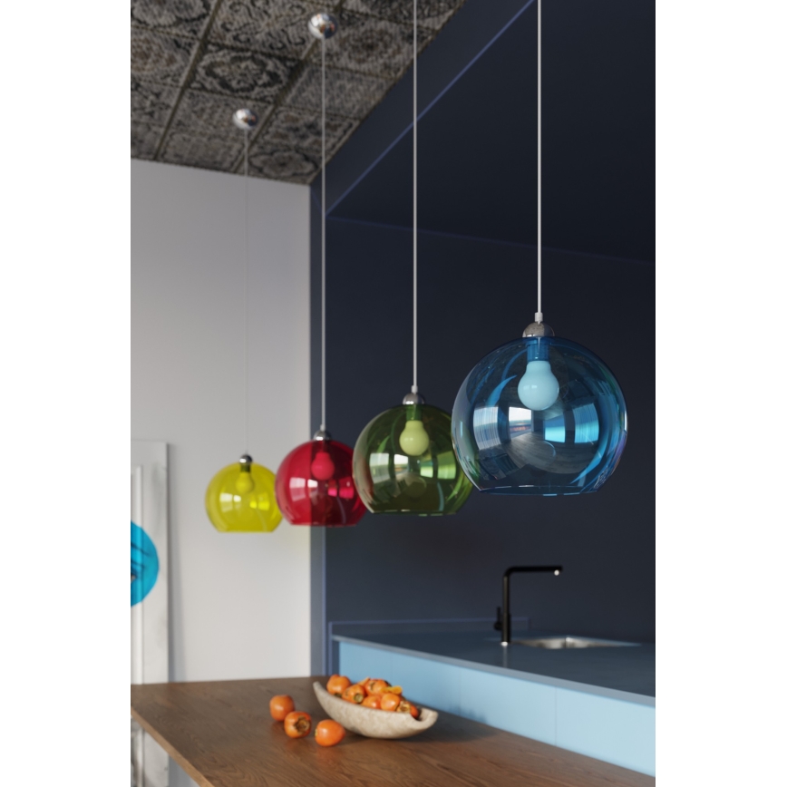 Lustr na lanku BALL 1xE27/15W/230V pr. 30 cm čirá/lesklý chrom