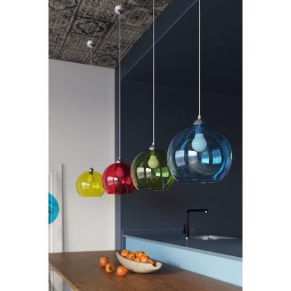 Lustr na lanku BALL 1xE27/15W/230V pr. 30 cm bílá/lesklý chrom