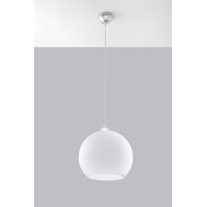 Lustr na lanku BALL 1xE27/15W/230V pr. 30 cm bílá/lesklý chrom