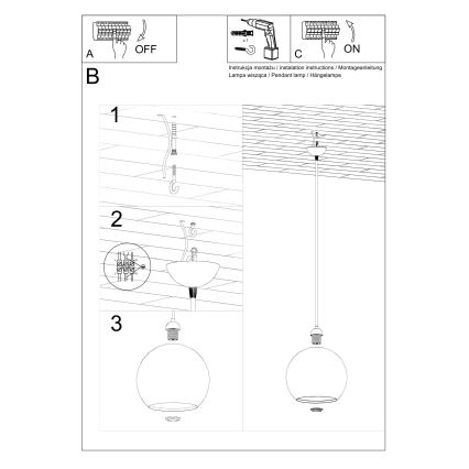 Lustr na lanku BALL 1xE27/15W/230V pr. 30 cm bílá/lesklý chrom
