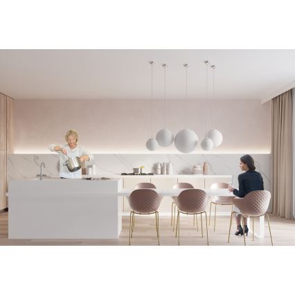 Lustr na lanku UGO 1xE27/15W/230V pr. 30 cm bílá/lesklý chrom