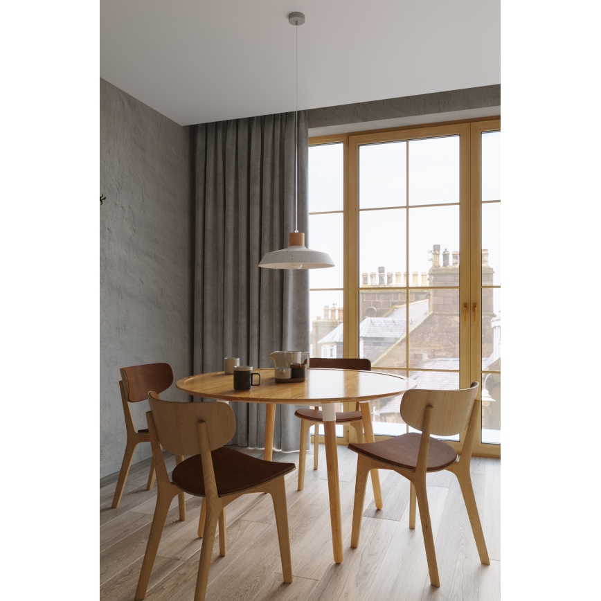 Lustr na lanku AFRA 1xE27/60W/230V bílá/přírodní dřevo