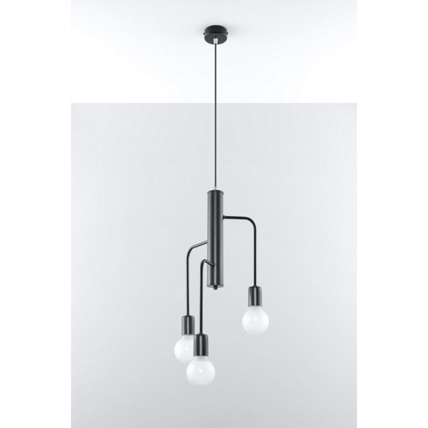 Lustr na lanku DUOMO 3M 3xE27/60W/230V černá