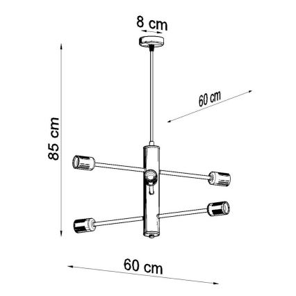 Lustr na lanku DUOMO 6 6xE27/60W/230V černá