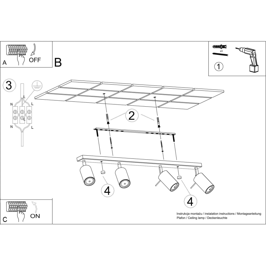 Bodové svítidlo RING 4L 4xGU10/10W/230V černá