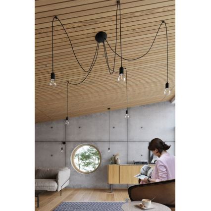 Lustr na Lanku EDISON 3 3xE27/60W/230V pavouk černá