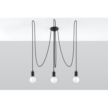Lustr na Lanku EDISON 3 3xE27/60W/230V pavouk černá