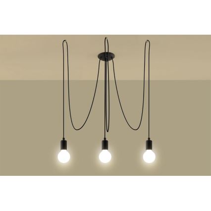 Lustr na Lanku EDISON 3 3xE27/60W/230V pavouk černá