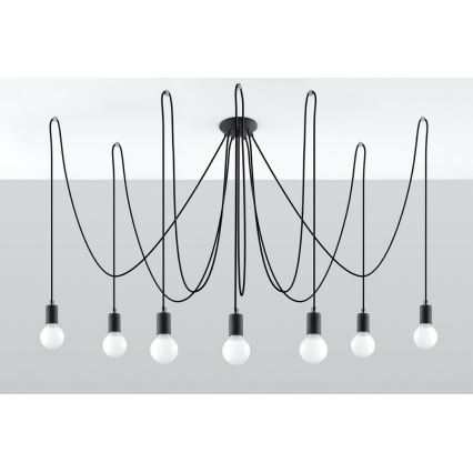 Lustr na Lanku EDISON 7 7xE27/60W/230V pavouk černá