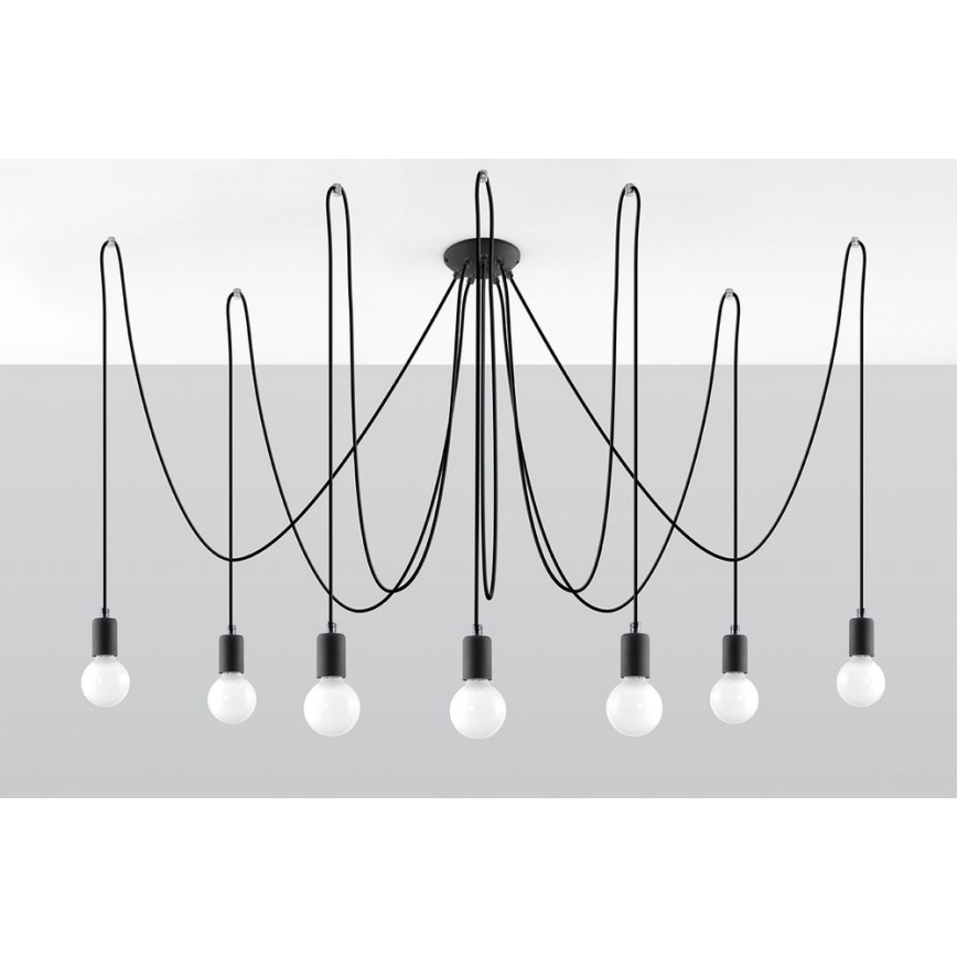 Lustr na Lanku EDISON 7 7xE27/60W/230V pavouk černá