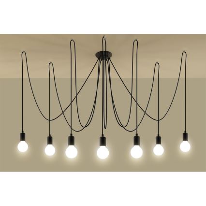 Lustr na Lanku EDISON 7 7xE27/60W/230V pavouk černá