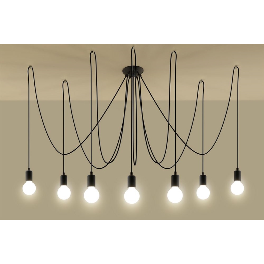 Lustr na Lanku EDISON 7 7xE27/60W/230V pavouk černá