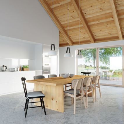 Lustr na lanku CASCO 1xE27/60W/230V pr. 30 cm bříza/buk
