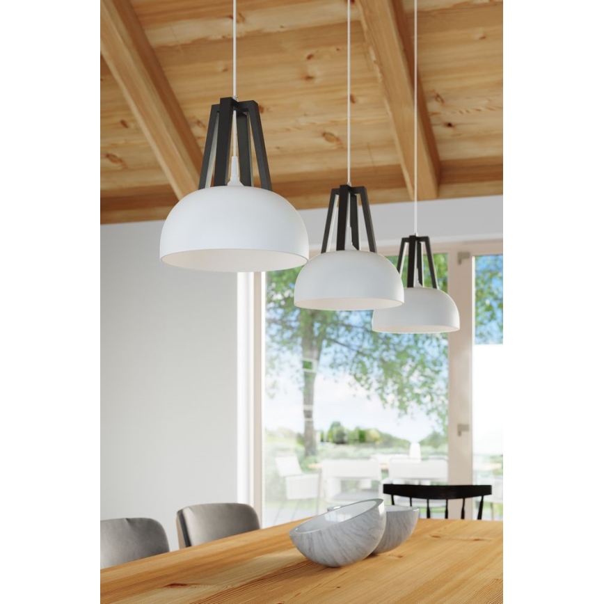 Lustr na lanku CASCO 1xE27/60W/230V pr. 30 cm bříza/buk