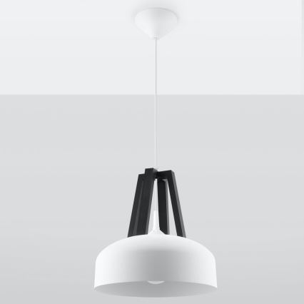 Lustr na lanku CASCO 1xE27/60W/230V pr. 30 cm bříza/buk