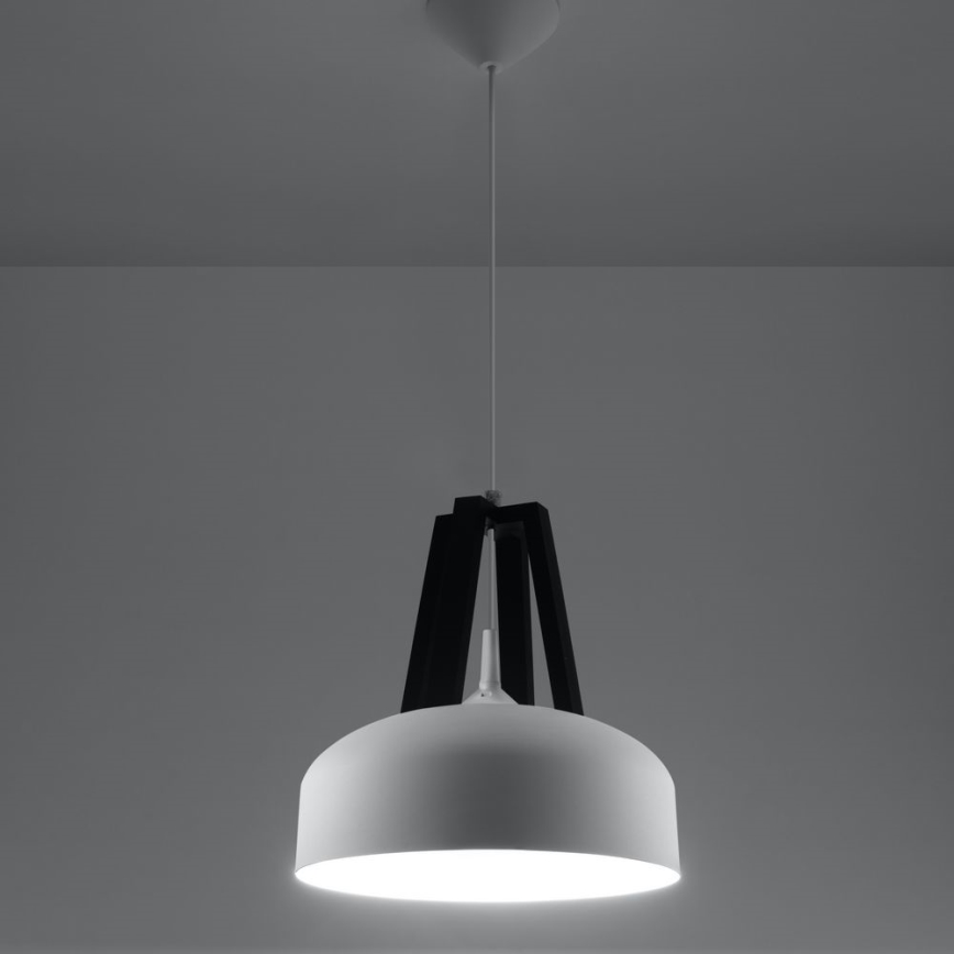 Lustr na lanku CASCO 1xE27/60W/230V pr. 30 cm bříza/buk