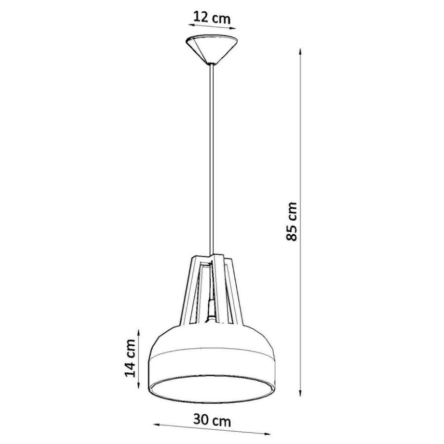 Lustr na lanku CASCO 1xE27/60W/230V pr. 30 cm bříza/buk