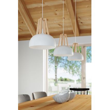 Lustr na lanku CASCO 1xE27/60W/230V pr. 30 cm bříza