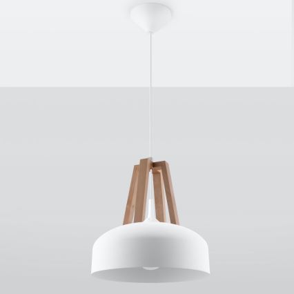 Lustr na lanku CASCO 1xE27/60W/230V pr. 30 cm bříza