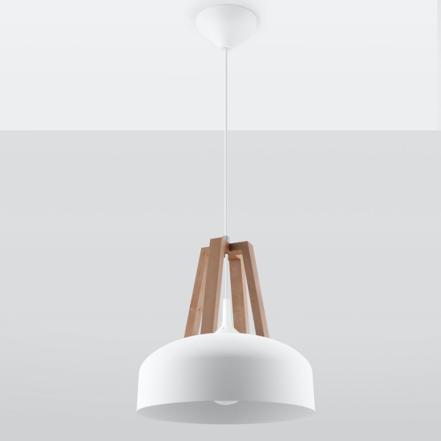 Lustr na lanku CASCO 1xE27/60W/230V pr. 30 cm bříza