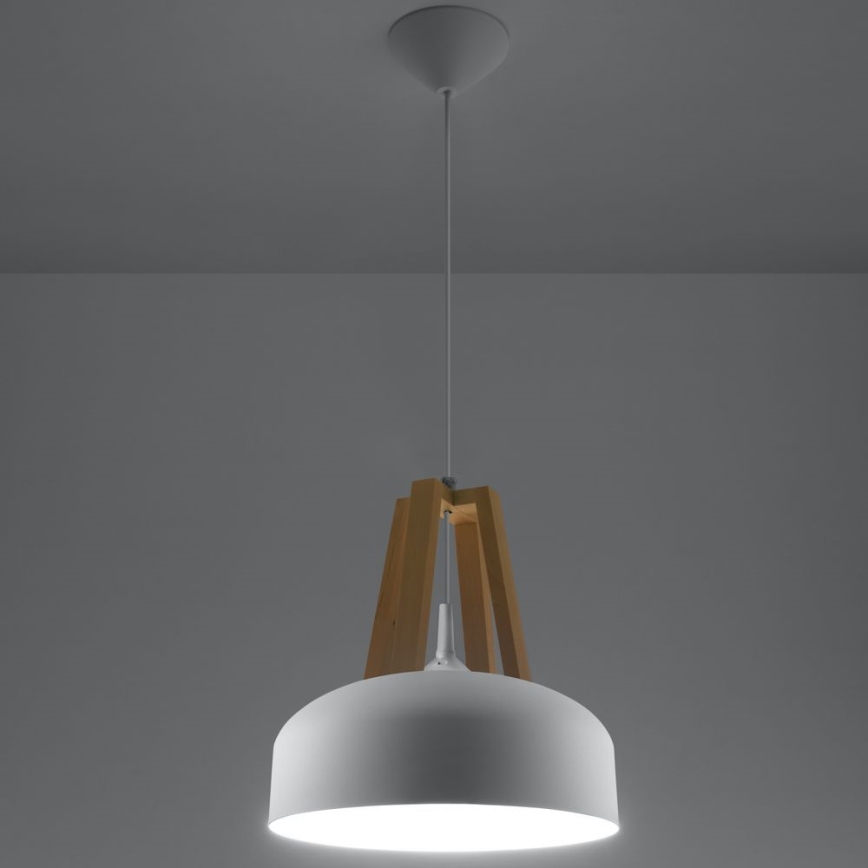 Lustr na lanku CASCO 1xE27/60W/230V pr. 30 cm bříza