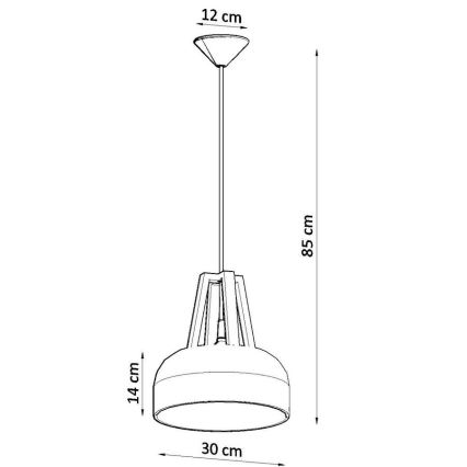 Lustr na lanku CASCO 1xE27/60W/230V pr. 30 cm bříza