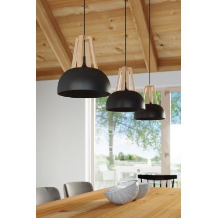 Lustr na lanku CASCO 1xE27/60W/230V pr. 30 cm bříza