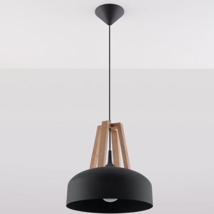 Lustr na lanku CASCO 1xE27/60W/230V pr. 30 cm bříza