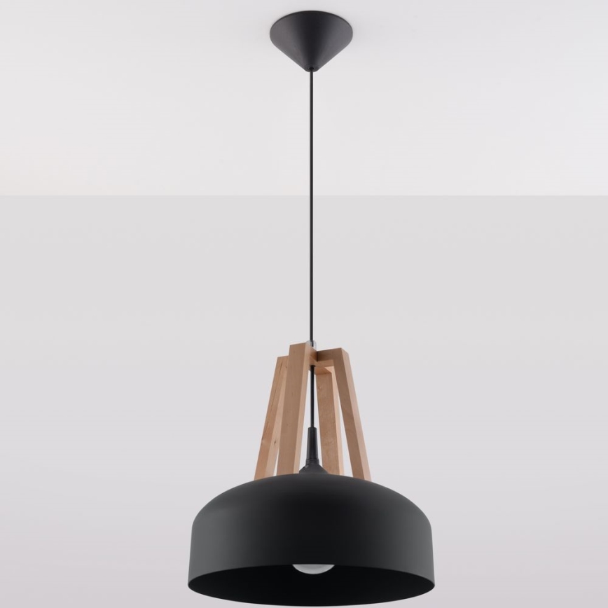 Lustr na lanku CASCO 1xE27/60W/230V pr. 30 cm bříza