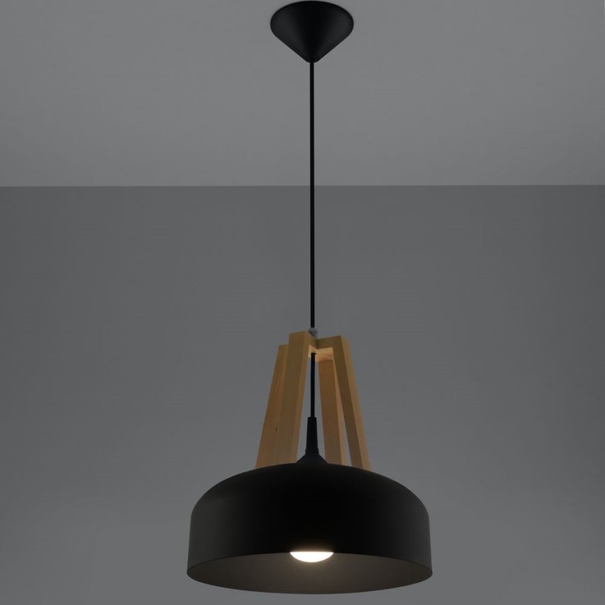 Lustr na lanku CASCO 1xE27/60W/230V pr. 30 cm bříza