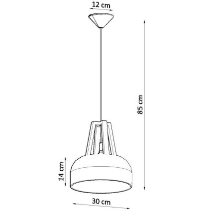 Lustr na lanku CASCO 1xE27/60W/230V pr. 30 cm bříza