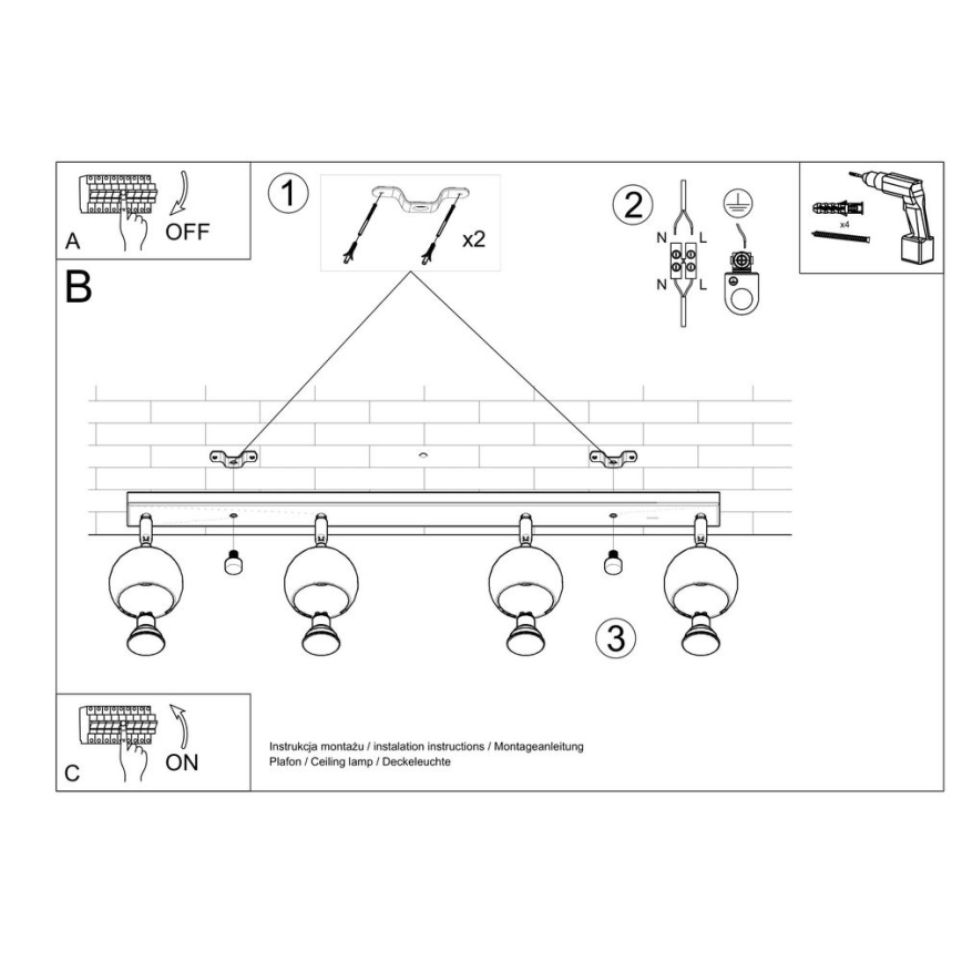 Stropní bodové svítidlo OCULARE 4xGU10/10W/230V