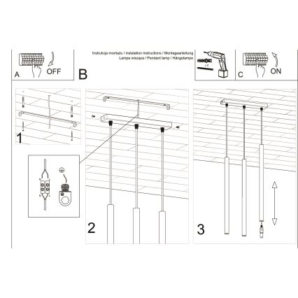 Lustr na lanku PASTELO 3xG9/8W/230V bílá