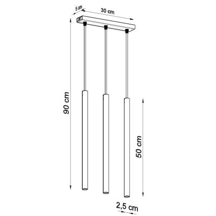 Lustr na lanku PASTELO 3xG9/8W/230V černá