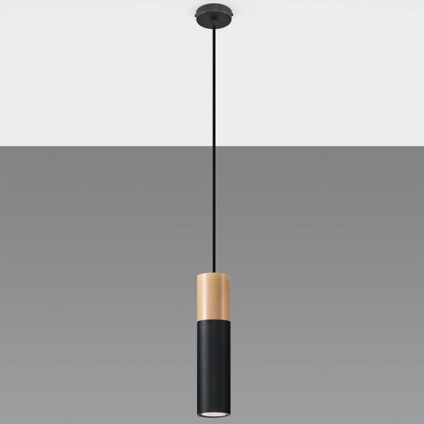 Lustr na lanku PABLO 1xGU10/40W/230V černá/buk
