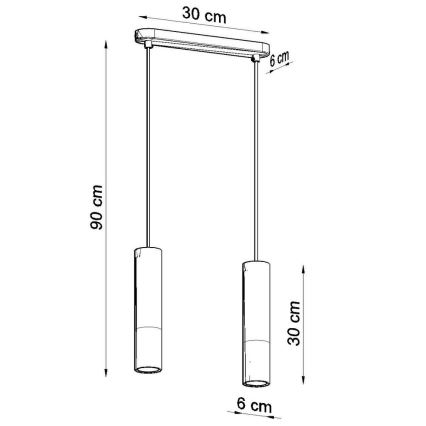 Lustr na lanku PABLO 2xGU10/40W/230V černá/buk