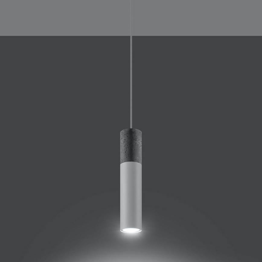 Lustr na lanku BORGIO 1xGU10/40W/230V beton/kov bílá