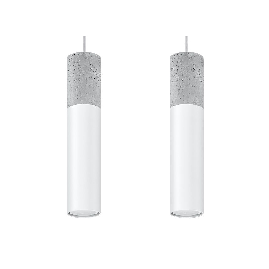 Lustr na lanku BORGIO 2xGU10/40W/230V beton/kov bílá
