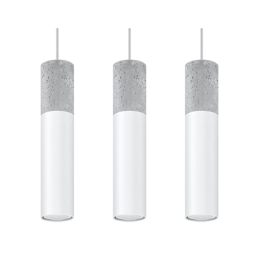 Lustr na lanku BORGIO 3xGU10/40W/230V beton/kov bílá