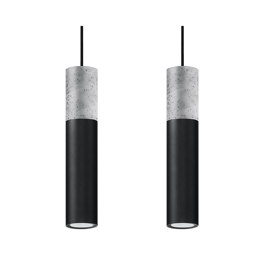Lustr na lanku BORGIO 2xGU10/40W/230V beton/kov černá