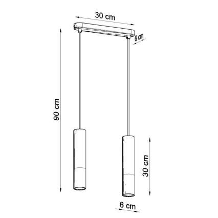 Lustr na lanku BORGIO 2xGU10/40W/230V beton/kov černá